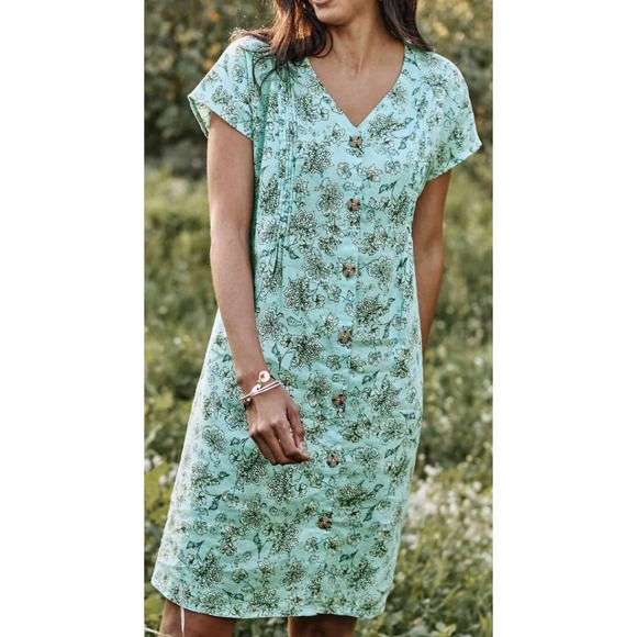 J Jill Dresses & Skirts - J Jill Love Linen Floral Print Button Front V Neck Midi Dress‎ Women 3X